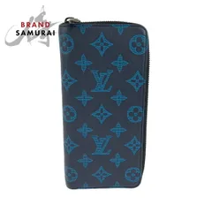 美品 LOUIS VUITTON ルイヴィトン モノグラム シャドー ジッピーウォレット ヴェルティカル ネイビー M80423 長財布 504135【中古】