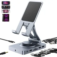 iPad ハブ スタンド 11-in-1 ドッキングステーション 4K@60Hz HDMI、RJ45ギガビット有線LAN、SD/TFカードリーダー、USB-A 3.0×3、USB-C PD給電ポート付き iPad Pro/iPad Air/Steam ...