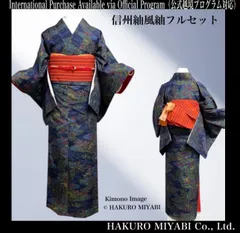 正絹 紬　信州紬風　小紋　フルセット　4点 154〜164 S〜Ｍ　マ2A