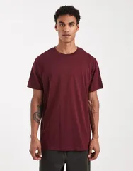 ブレーブソウル メンズ トップス Tシャツ クルーネック Brave Soul oversized crew neck Tshirt Burgundy バーガンディ