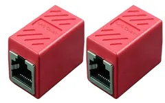 【Amazon限定】LANケーブル用中継コネクタ コンパクト ギガビット RJ45 延長 Cat7 Cat6 Cat5eコネクタ プラグ 8P8C メス-メス (2個, レッド)