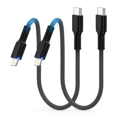 GAEF タイプC iPhone 充電ケーブル 0.3M 2本 ライトニングケーブル 短い MFi認証 25W PD急速充電 高速データ転送 Type-C to Lightningケーブル 30cm 超高耐久ナイロン cタイプ 充電けーぶる USB- ...