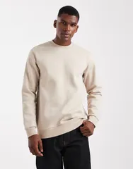 オンリーアンドサンズ メンズ アウター パーカー・スウェット クルーネック スウェット シャツ ONLY SONS crew neck sweatshirt in stone Silver Lining シルバー