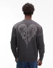 オールセインツ メンズ アウター パーカー・スウェット シャツ AllSaints Trip crew sweatshirt in washed BLACK ブラック