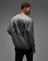 オールセインツ メンズ アウター パーカー・スウェット シャツ AllSaints Orlando crew sweatshirt GASTOR GREEN グリーン