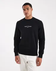 フレッドペリー メンズ アウター パーカー・スウェット スウェット シャツ 刺繍 Fred Perry embroidered sweatshirt Black ブラック