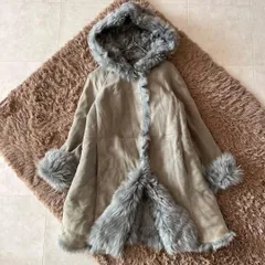 リアルムートンファーコート フード　羊革　本革　S グレー 毛皮コート