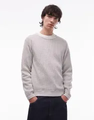 グラミチ メンズ アウター パーカー・スウェット シャツ ニット Gramicci waffle knit sweatshirt in light Gray グレー