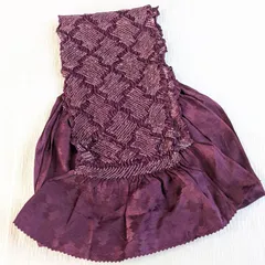 美品★帯揚げ 絞り 中抜き 幾何学模様 和装小物 成人式 振袖 カジュアル 正絹 284