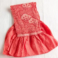 美品★帯揚げ 絞り 中抜き コーラル 青海波 松 和装小物 成人式 振袖 カジュアル 288