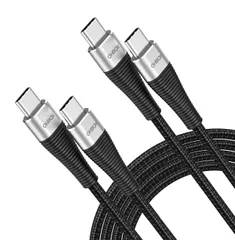 タイプC ケーブル 1M 2本セット PD対応 100W 急速充電 USB C to USB C ケーブル 高速データ転送 iPhone17 充電器 Type C ケー ブル高耐久ナイロン iPhone 16/15/iPad/MacBook Pro/ ...