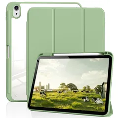 BFGTSJF iPad 第11世代 ケース iPad（A16）11インチ 2025/第10世代10.9インチ 2022通用, 透明 アクリル カバー ペンシルホルダー付き 三つ折りスタンド 収納 Pencil2収納 Touch IDと オートスリー ...