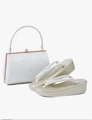 金銀砂子綴れ　草履バッグ セット 軽量発泡芯使用　Fサイズ　日本製 浅草謹製  薄ブルー