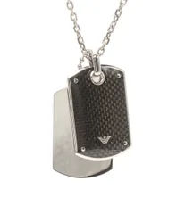 美品 エンポリオ・アルマーニ ネックレス ドッグタグ ロゴ メンズ Emporio Armani
