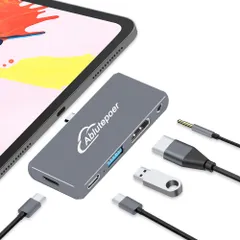 USB C ハブ 5-in-1 Type C ハブ iPad Mac ハブ【4K HDMI/ 60W PD急速充電/USB-C2.0+USB3.0ポート/ 3.5mmオーディオジャック】タイプc ハブ スリム設計 保護カバー付き USB-C/Thun ...