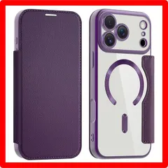 ★送料無料★Size:iPhone 17 ProMax_Color:パープル 【REHOOF】iPhone 17 pro max ケース 手帳型 magsafe対応 背面 透明 クリア 財布型 アイフォン 17 プロマックス ケース マグセーフ 手帳 ワイヤレ