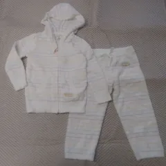 gelato pique　ジェラートピケ　キッズマルチストライプルームウェア上下セット　オフホワイト　上XSサイズ下XXSサイズ