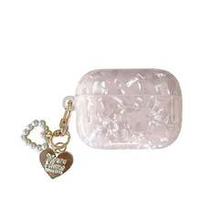 【新品】 AirPods Pro 3 ケース エアーポッズ プロ 第3世代 2025用 保護ケース ピンク シェル エアーポッズ ケース Apple キラキラ おしゃれ 貝殻 可愛い チャーム付き (ピンク, AirPods Pro3)