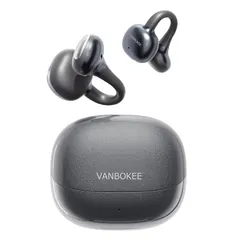 【新品】 【VANBOKEE】 H15 イヤーカフ型 イヤホン Bluetooth ワイヤレスイヤホン オープンイヤー 重低音 防漏音 最大34時間駆動 急速充電対応 軽量 人間工学設計 防漏音 オフィス/通勤/スポーツ/プレゼント (Black) 0