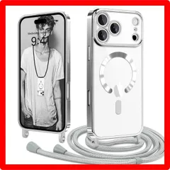 ★送料無料★Size:iPhone 17 Pro Max_Color:シルバー Lafunda iPhone 17 Pro Max 用 ケース クリア MagSafe対応 ショルダー スマホカバー 透明 肩掛け 斜めかけ 縄掛け TPU 薄型 おしゃれ マグネ