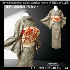 正絹　紬　大島紬風　小紋　フルセット　４点 未着用　S〜M カ1-6