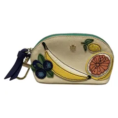 TORY BURCH(トリーバーチ) ポーチ - ベージュ×イエロー×マルチ フルーツ/フック付き レザー