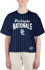 ニューエラ レディース トップス Tシャツ New Era Womens Washingtonationals 2025 City Connecthrowback Pinstripe Blue TShirt ブルー