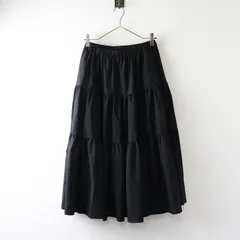 AD2022 タオコムデギャルソン tao COMME des GARCONS ギャザーティアードスカート S＼ブラック フレア ゴム ウール【2400014784640】