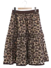 エムズグレイシー 317552 スカート 38 ブラウン フレア ジャガー グログランテープ ITHBXAN1A6BK