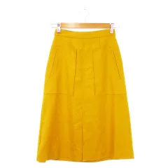 フレディ エミュ fredy emue スカート タイト ミモレ ロング ウール混 スリット バックゴム 36 黄 マスタード /AH1