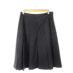 セオリー theory スカート プリーツ ミモレ ロング ウール ストレッチ シャリ感 薄手 小さいサイズ 0 黒 ブラック /CK23
