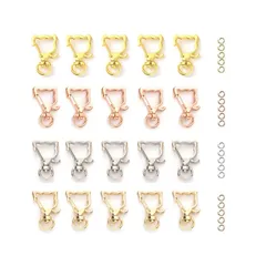 YFFSFDC キーホルダー金具 20個 回転カン付き ワンタッチキーホルダー カワイイ DIY用パーツ 手作り キーリング シルバー ゴールドなど4色