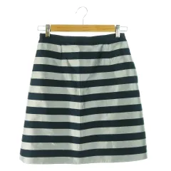 ボールジー BALLSEY トゥモローランド スカート 台形 ミニ 光沢感 ハリ感 ボーダー 36 紺 ネイビー /AH25
