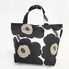 marimekko unikko ウニッコ トートバッグ ブラック ホワイト レディース マリメッコ【中古】6-0202G∞