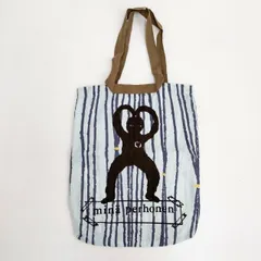 mina perhonen Utopi ワンマイルバッグ フロッキープリント リネン aas9340 トートバッグ 22SS ブルー レディース ミナペルホネン【中古】6-0202G∞