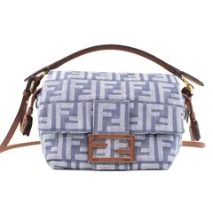 未使用品◇FENDI フェンディ 2025年製 8BS105 マンマバゲットスモール デニム ズッカ柄 FFデニム ハンド/ショルダーバッグ グレー系 保存袋付き イタリア製 レディース 定価368,500円