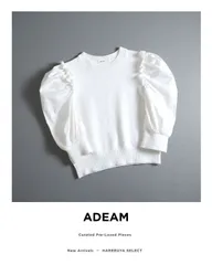 179t*アディアム ADEAM FOXEY フォクシー チューリップセーター 異素材切替 フリル パフスリーブ  ニット S ホワイト