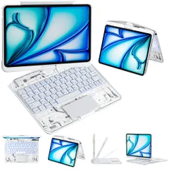 2025新登場 iPad Pro 11 第4/3/2/1世代対応 キーボード付きケース JIS日本語配列 360度回転式 遅延なし 超高精度トラックパッド 7色バックライト付き 7色バックライト付き ペン収納 マジックキーボード iPad Air 1 ...