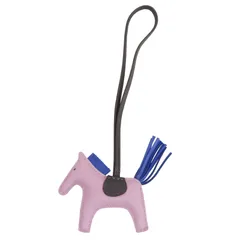 極美品▲HERMES エルメス ロデオチャームPM アニョーミロ モーヴシルベストル/ブルーフランス バッグチャーム B刻印 フランス製 レディース