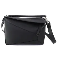 極美品◇LOEWE ロエベ A510P49X14 パズル エッジ ミディアム 2WAY クラシックカーフレザー ハンド/ショルダーバッグ ブラック 保存袋付き スペイン製 レディース 定価577,500円