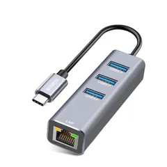 USB-C LAN変換アダプター NUIKOTI 有線LANアダプター1000Mbps 1Gbps高速通信 USB3.0ポート増設 5Gbps高速データ転送 Switch Type C 有線LAN変換アダプター、対応MacBook Pro/Air 2 ...