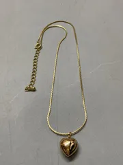 SN1021 ハート型ペンダント ネックレス ゴールドカラー 首周り36cm アンティーク