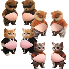 ぷにぷに シール 8匹 柴犬 猫 おなかシール ぷくぷく 立体 3Dシール かわいい 3D もっちりスクイーズ ステッカー シー ル帳 デコレーション 携帯電話 スマホ デコ