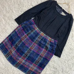 KUMIKYOKU ツイードワンピース ネイビー 2 キレイめ 切り替え 上品