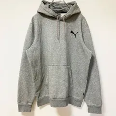 古着 used　PUMA　プーマ　長袖ワンポイントプリントパーカー　スウェットプルオーバー　霜降りグレー　秋冬服　Mサイズ【値引き交渉OK！】