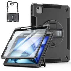 Miesherk iPad Air 11インチ ケース M3/M2（2024、2025） ipad air 第6/7世代 11インチに対応 iPad Air 保護ケース 耐衝撃 丈夫 防塵 360°回転スタンド 精密カット ペン収納 Pencil P ...