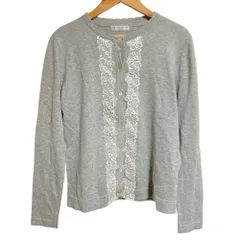 美品 Afternoon Tea WARDROBE アフタヌーンティーワードローブ レース刺繍 ニットカーディガン MR グレー レディース 古着 中古 USED
