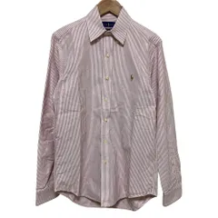新品同様 POLO RALPH LAUREN ポロラルフローレン ストライプ柄 長袖 オックスフォード BDシャツ サイズXS ホワイト×レッド メンズ 古着 中古 USED