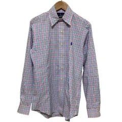 新品同様 POLO RALPH LAUREN ポロラルフローレン チェック柄 ストレッチ 長袖 ボタンダウン BDシャツ サイズXS ホワイト系 メンズ 古着 中古 USED