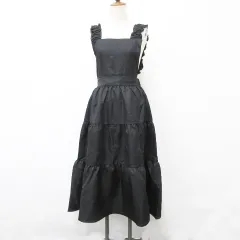 アプレジュール apres jour スカート ジャンバースカート ロング 2WAY フリル ティアード フレアー 黒 ブラック F 